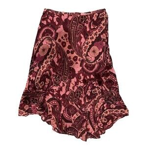 FIGUE women Maxime Wine Papas 99% Silk Sparkly Asymmetric Midi Skirt size 8 $495